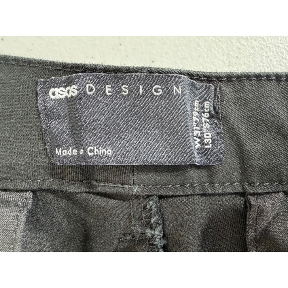 Asos Design Chino Pants 29x26 High Rise Black‎ Slim Tapered Cotton Stretch - Picture 2 of 10